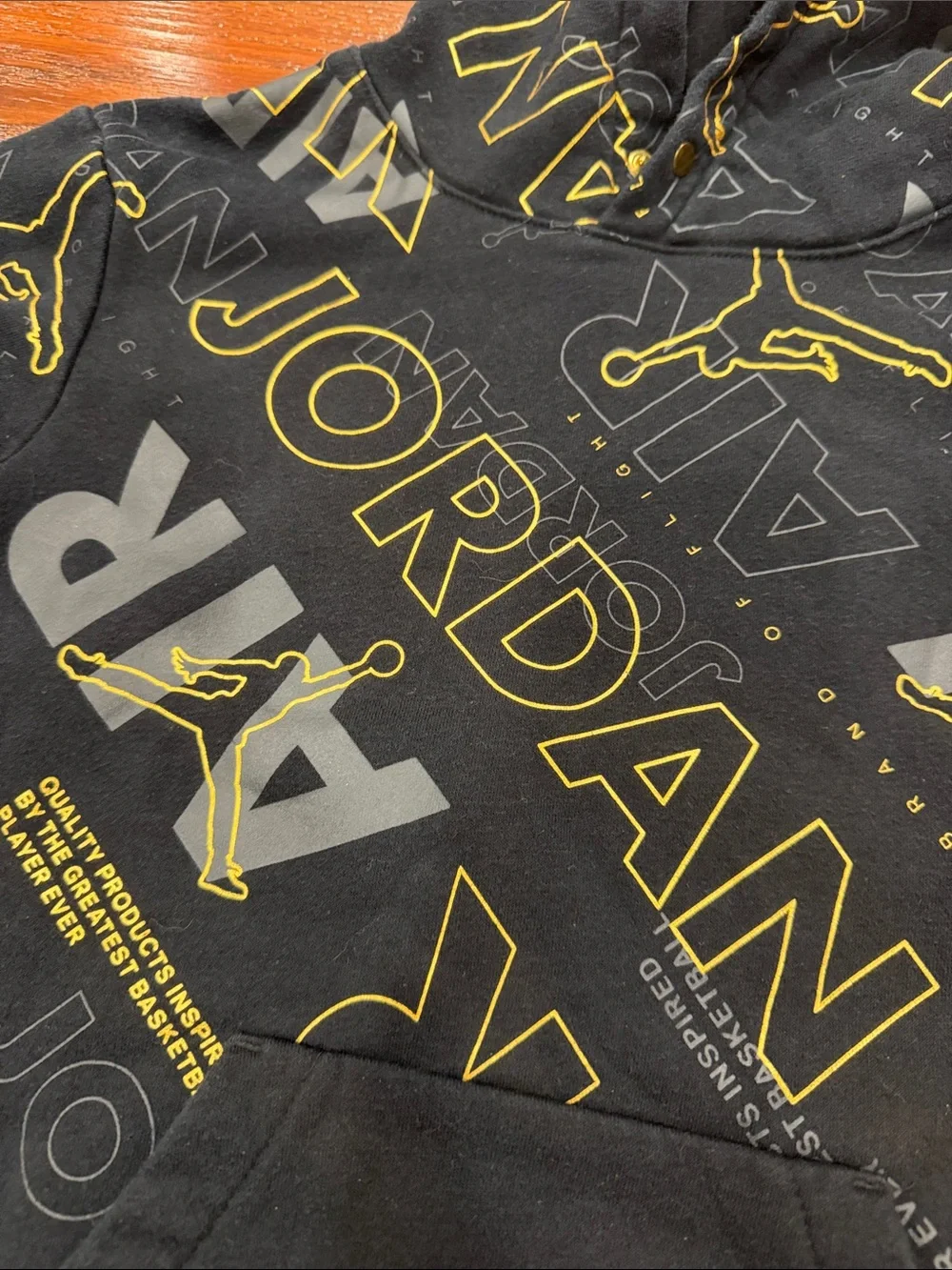 Jordan Men’s Black & Gold All-Over Logo Hoodie